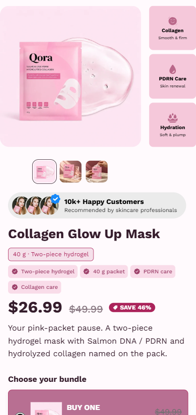 QORA product gallery and buybox
