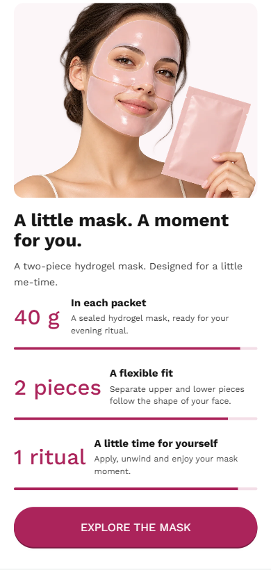 Hydrogel mask portrait and format details